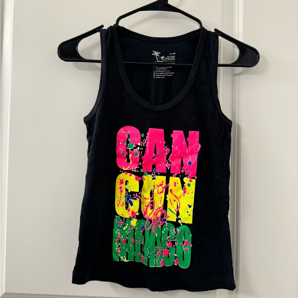 Vibrant Cancun Graphic Black Tank Top